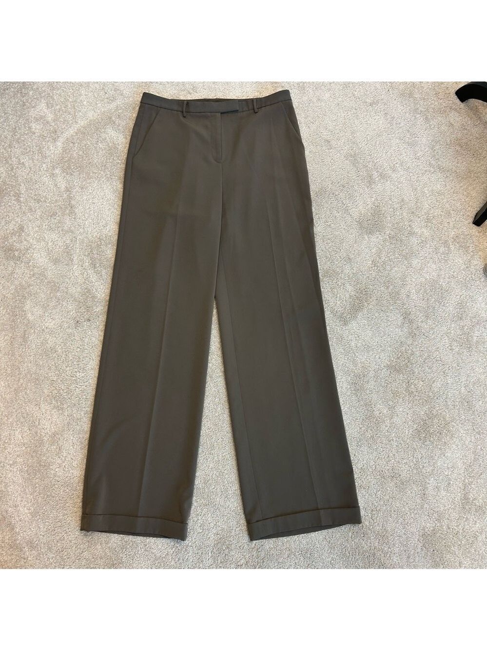 T Tahari khaki Brown wide leg trouser dress pants Sz 10